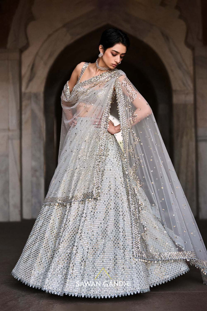 Ice Blue Star Sequins Lehenga