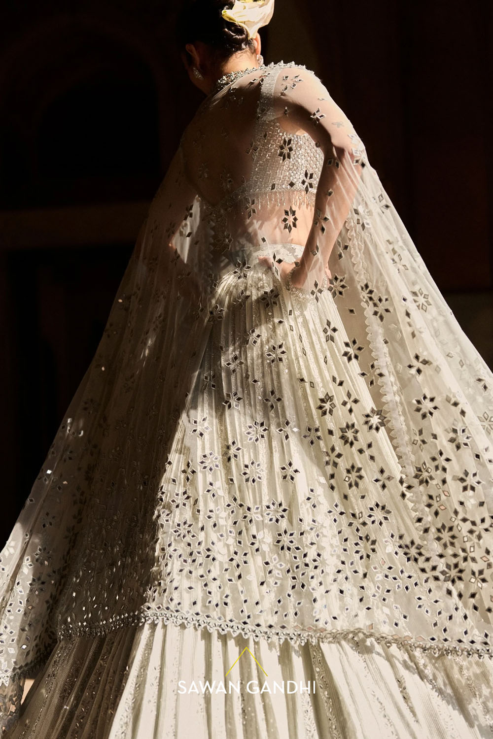 Grey Sequin And Threadwork Vines Lehenga