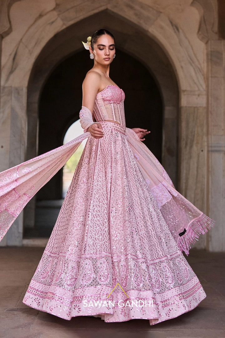 Pink chikankari lehenga