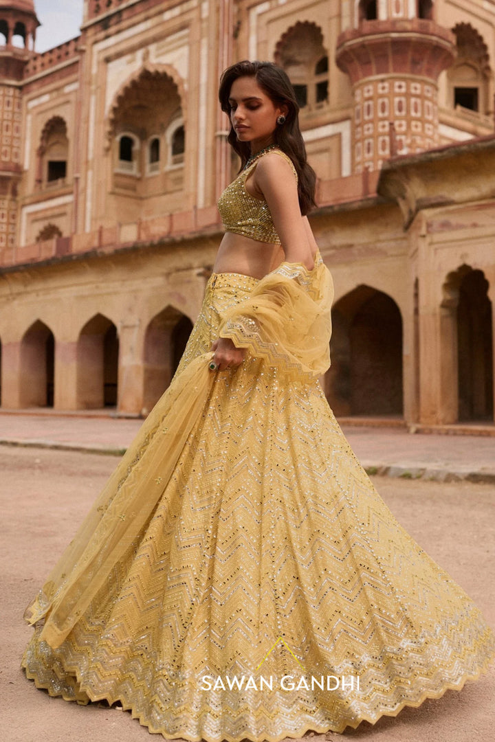 Yellow Chevron Lehenga