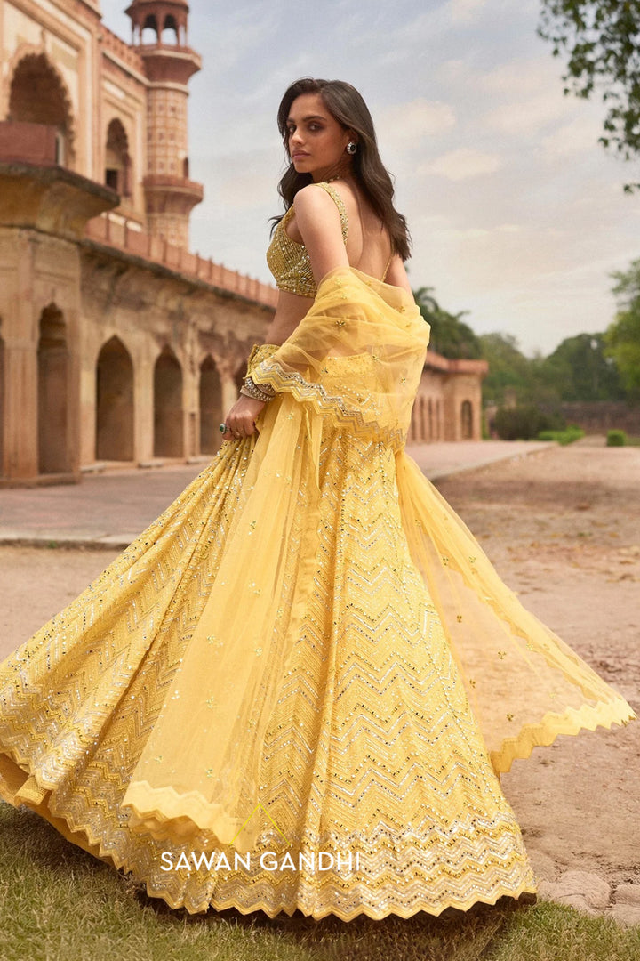 Yellow Chevron Lehenga