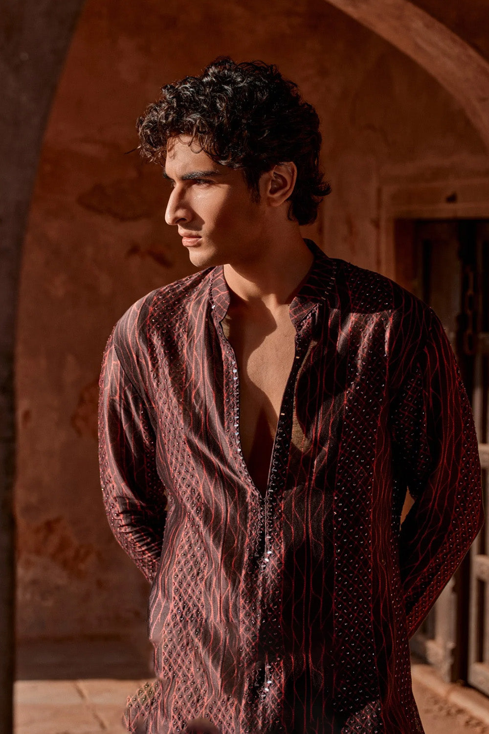 Deep maroon Shiburi kurta set