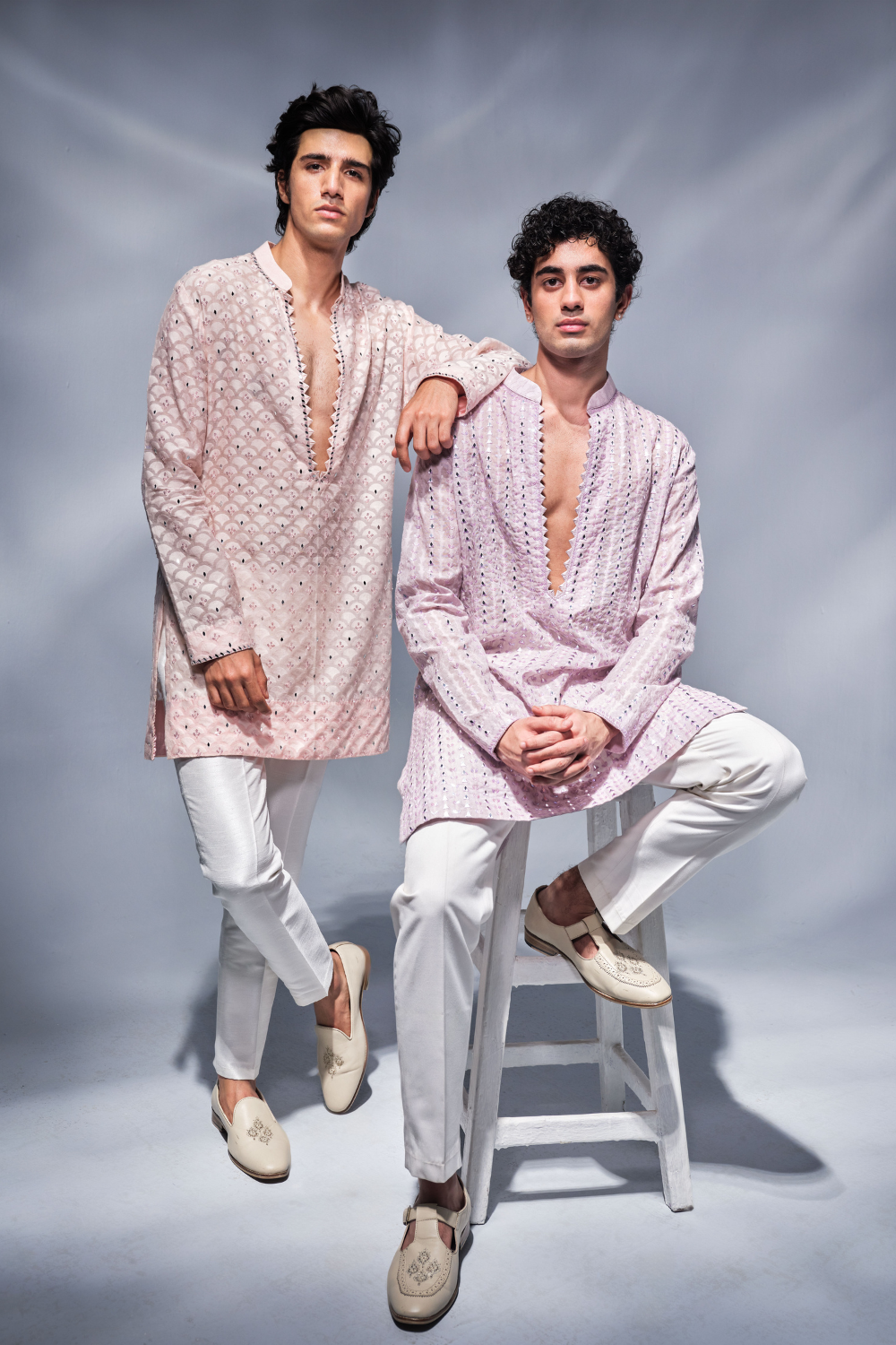 Lilac patra work Kurta