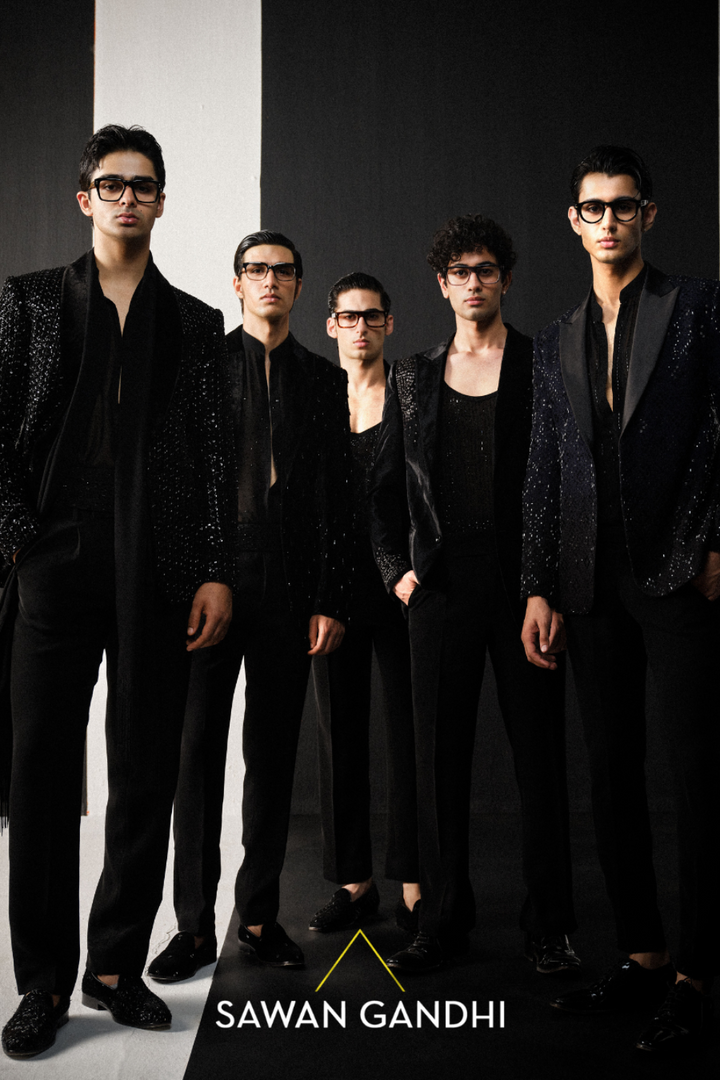 Black rhombus work velvet jacket
