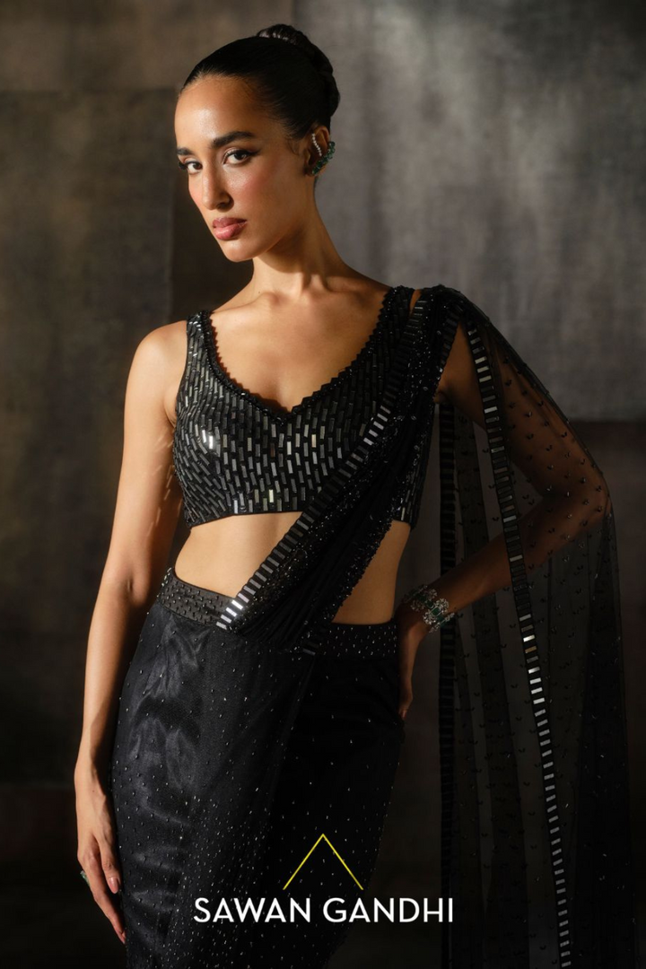 Black ombré drape saree