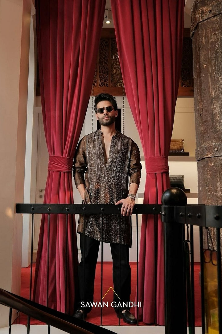 Rahul sharma in Brown Chikankari kurta