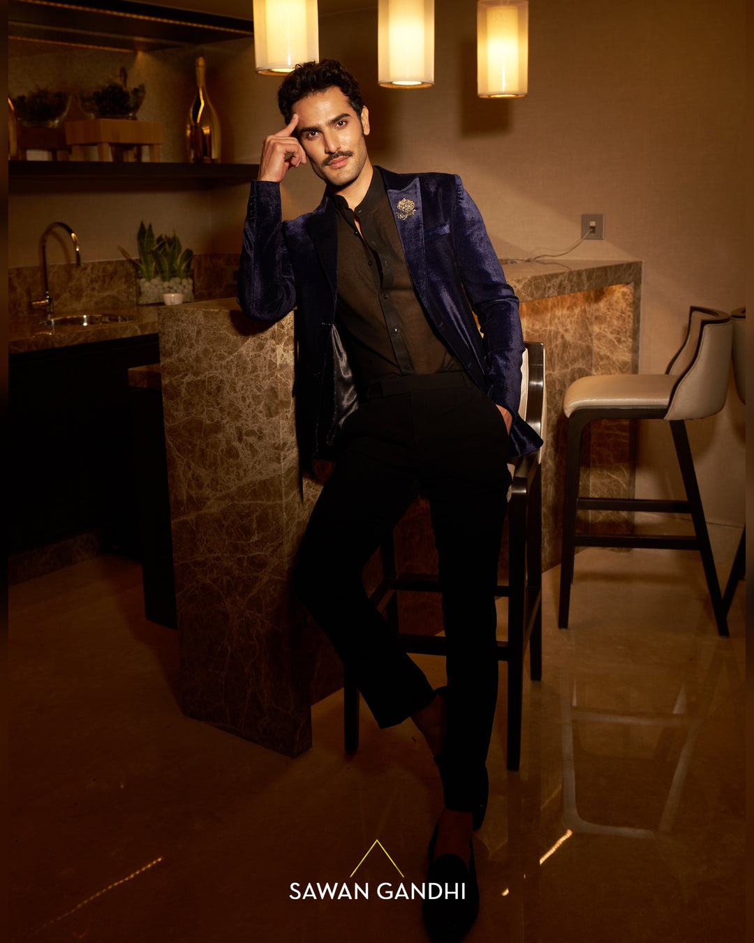 Navy blue velvet jacket