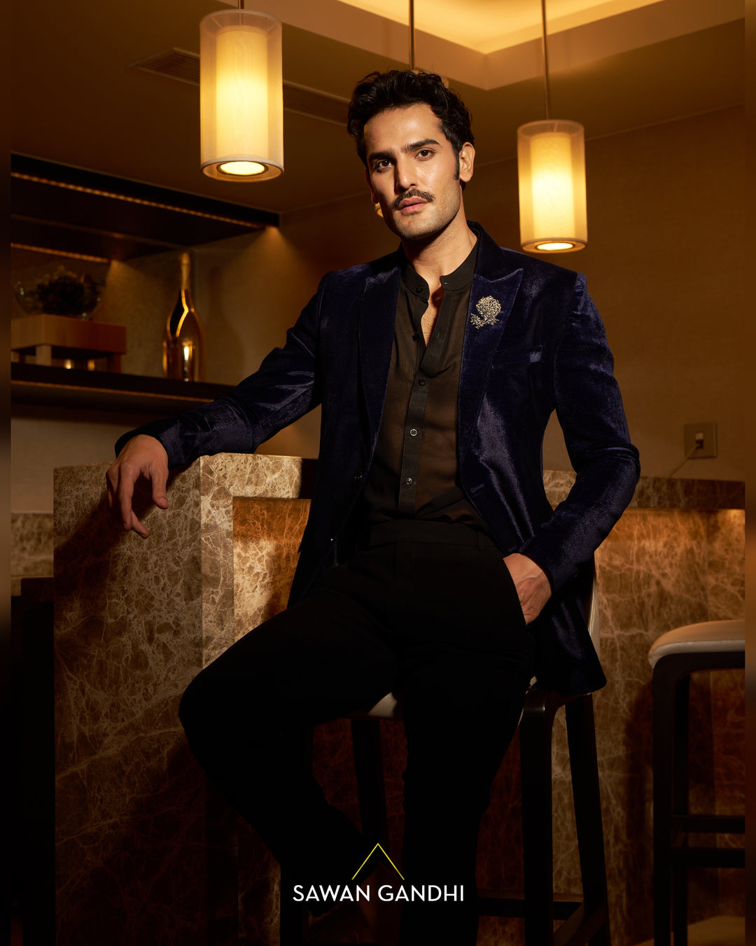Navy blue velvet jacket