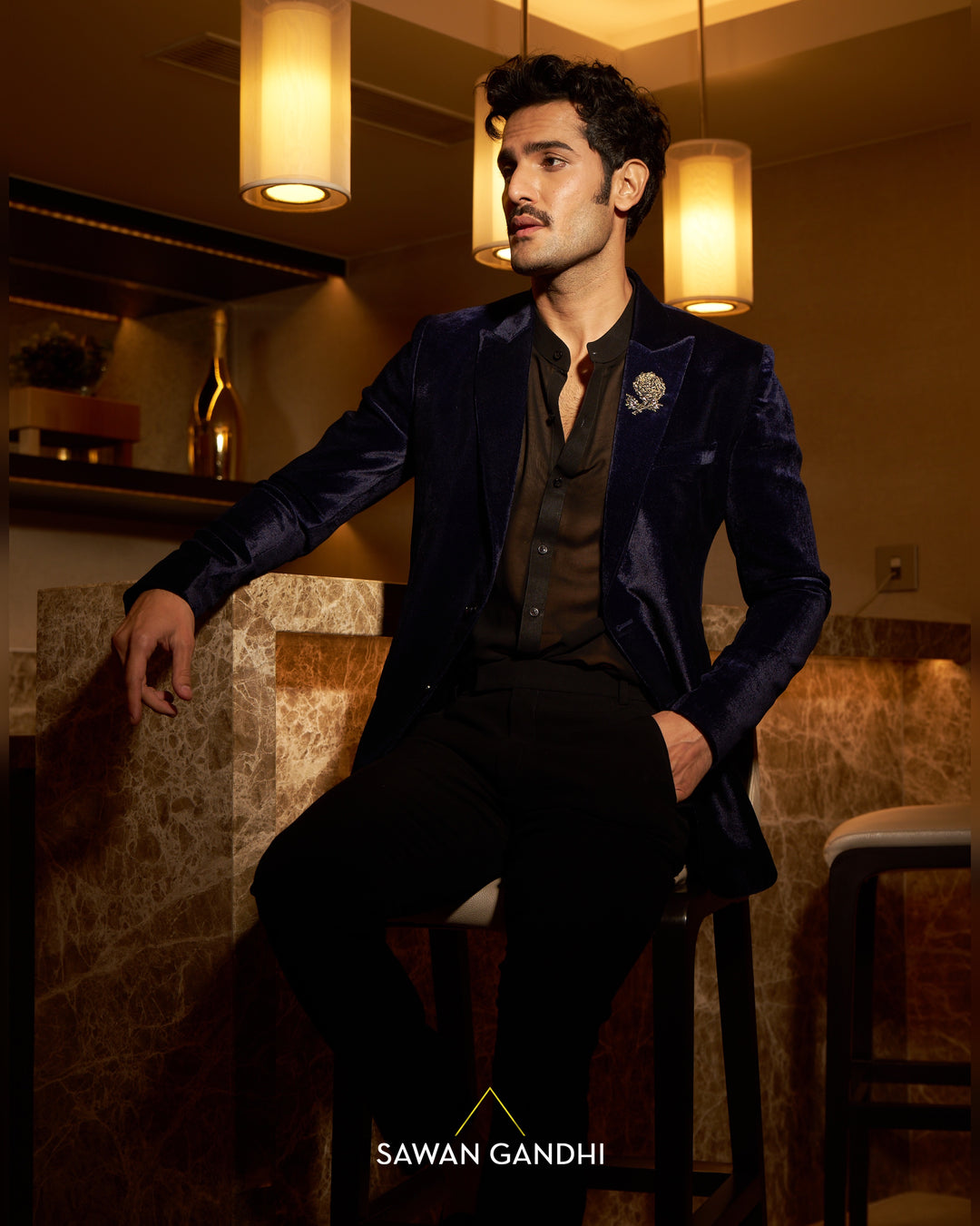 Navy blue velvet jacket