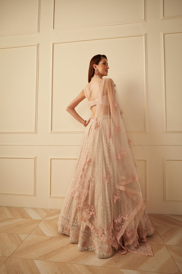 Ivory pink Chikankari lehenga