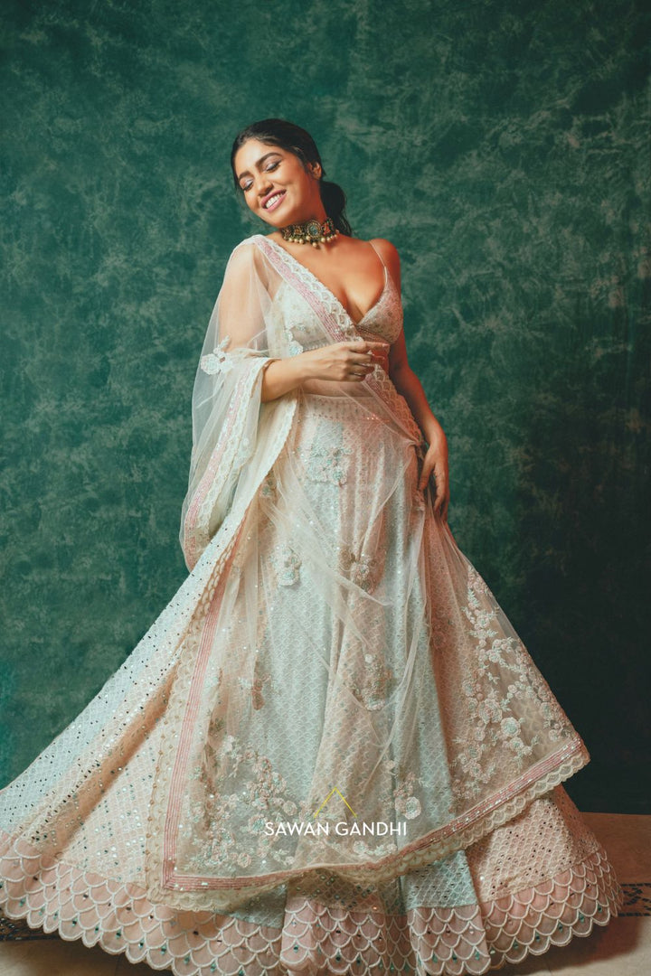 Bhumi Pednekar in Multitone chikenkari lehenga