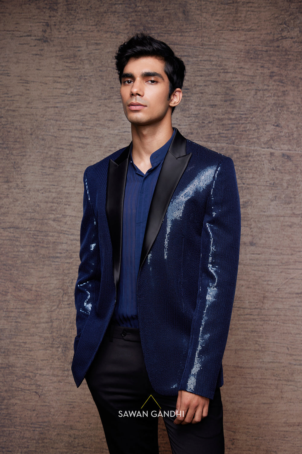 Electric blue sequin tuxedo