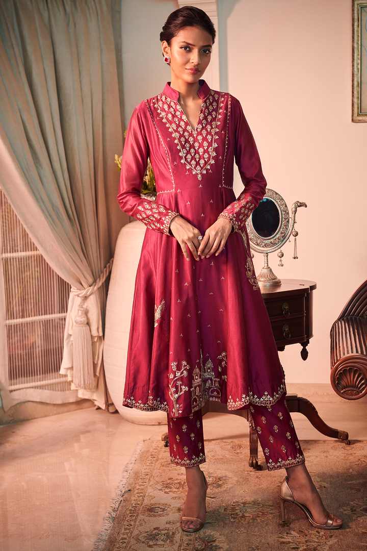 SUNEHRI Temple Short Anarkali & Pants