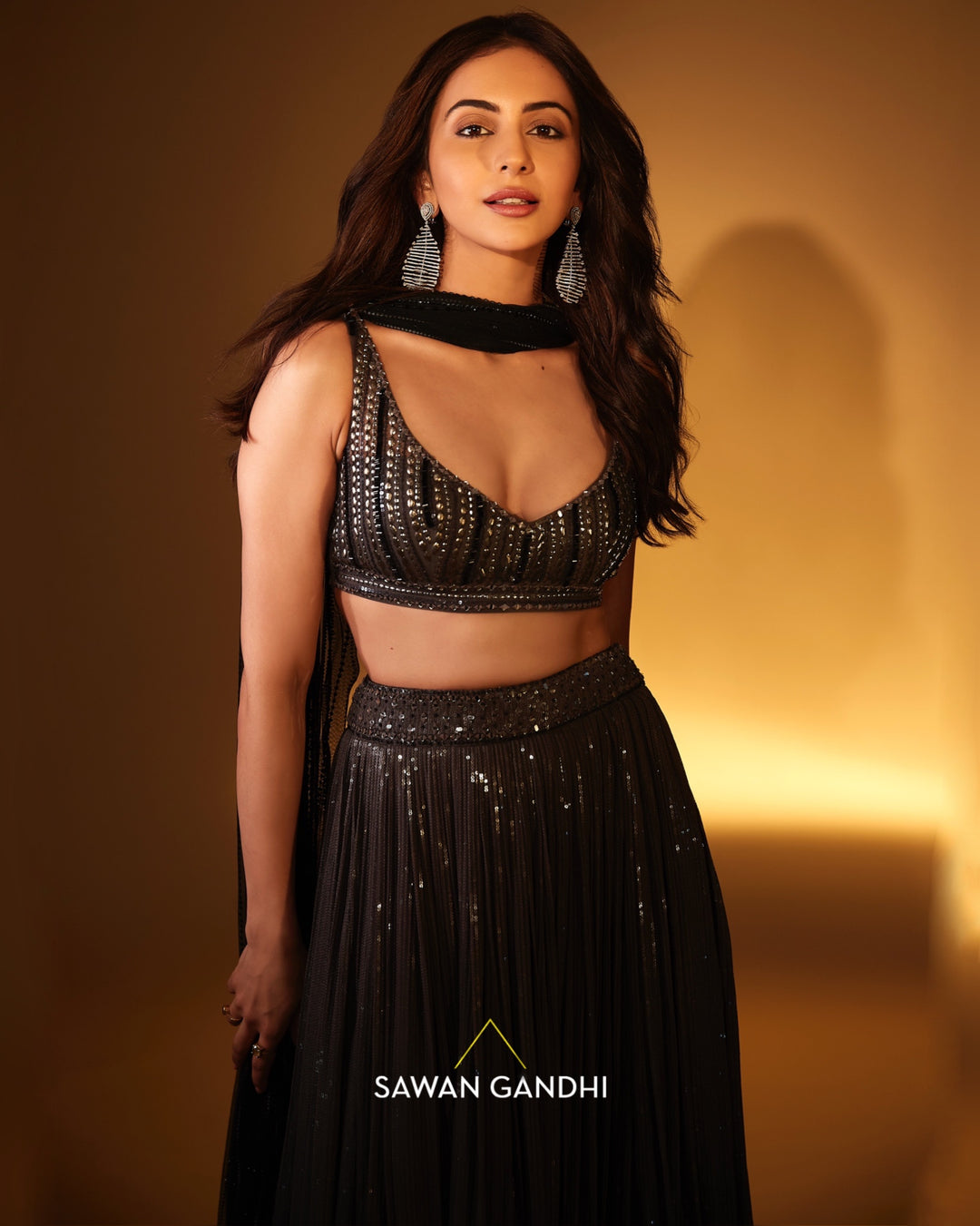Rakul Preet Singh in Grey to black ombre lehenga