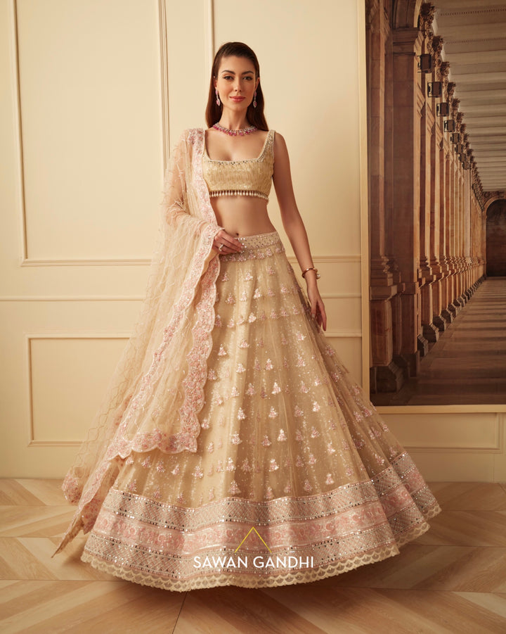 Gold sequins lehenga