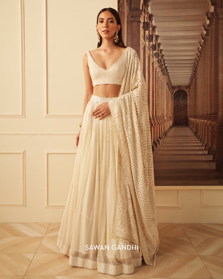 Ivory sequins lehenga