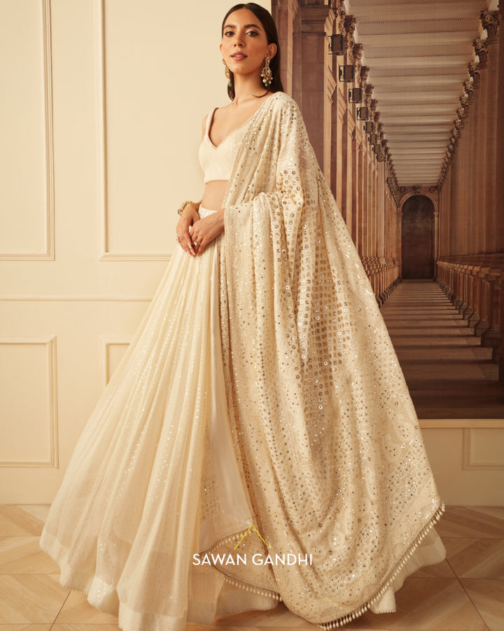 Ivory sequins lehenga