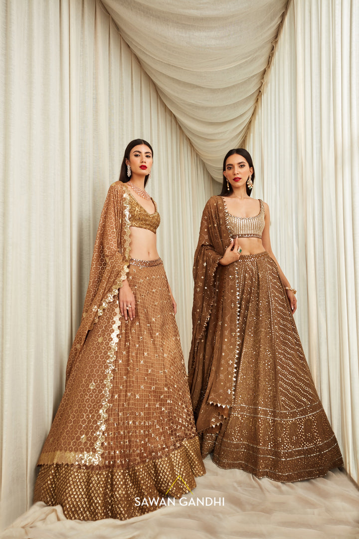 Coffee Chikankari lehenga set