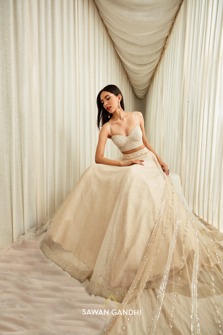 Almond organza Lehenga