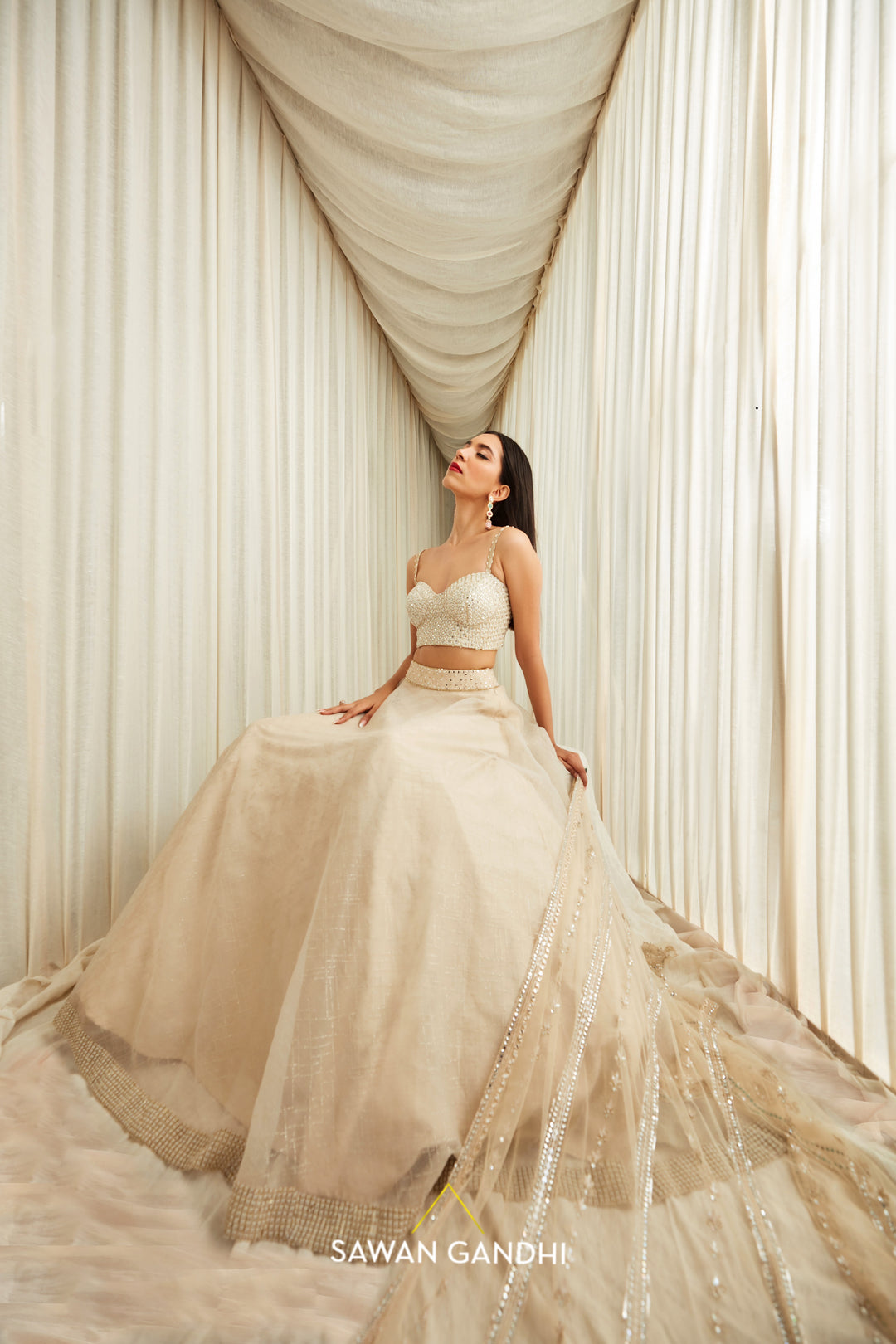 Almond organza Lehenga