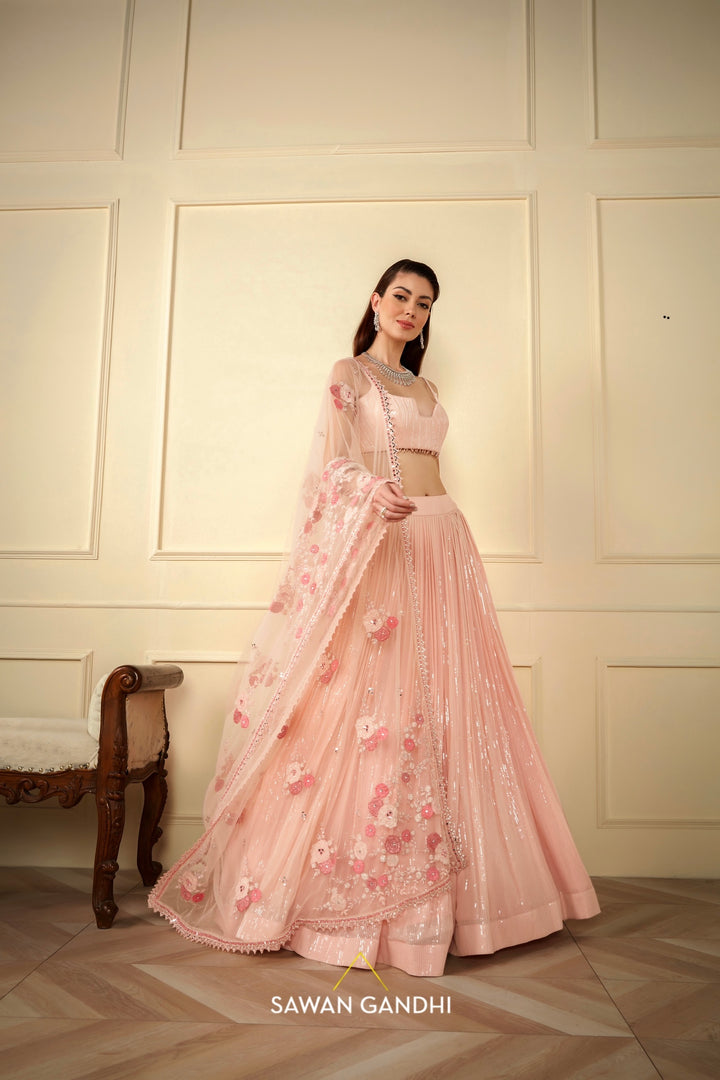 Pink sequins lehenga