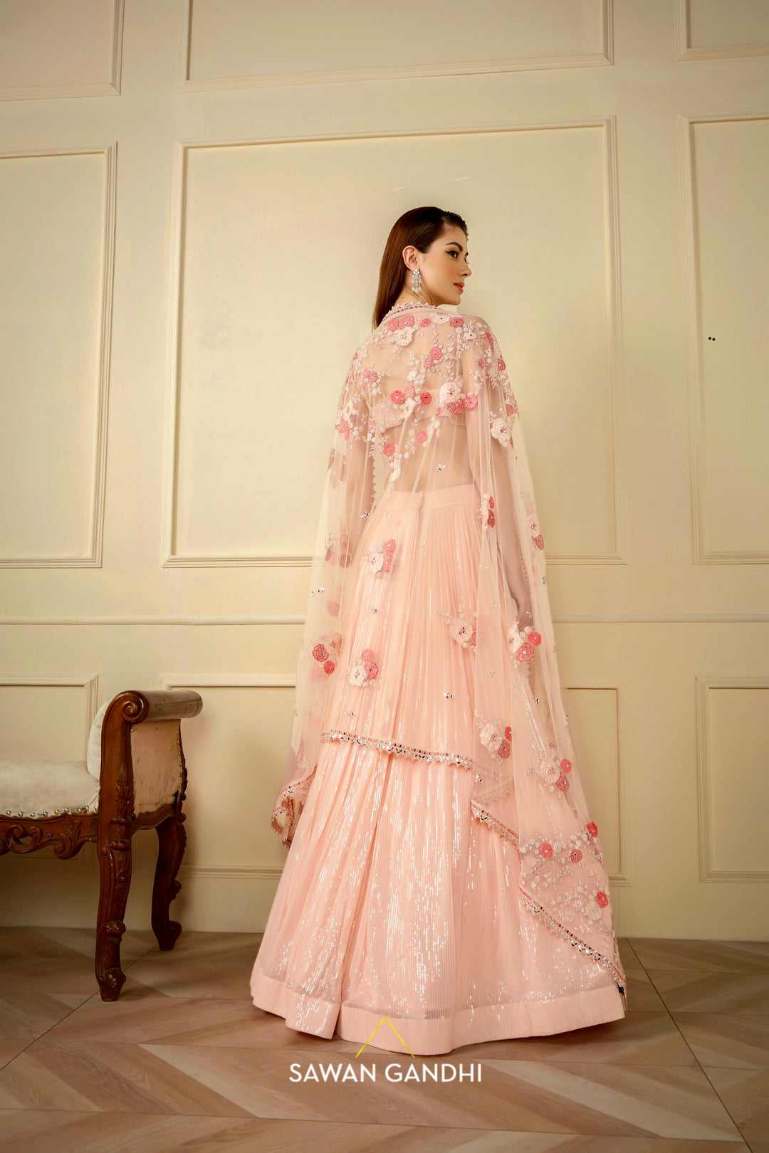 Pink sequins lehenga