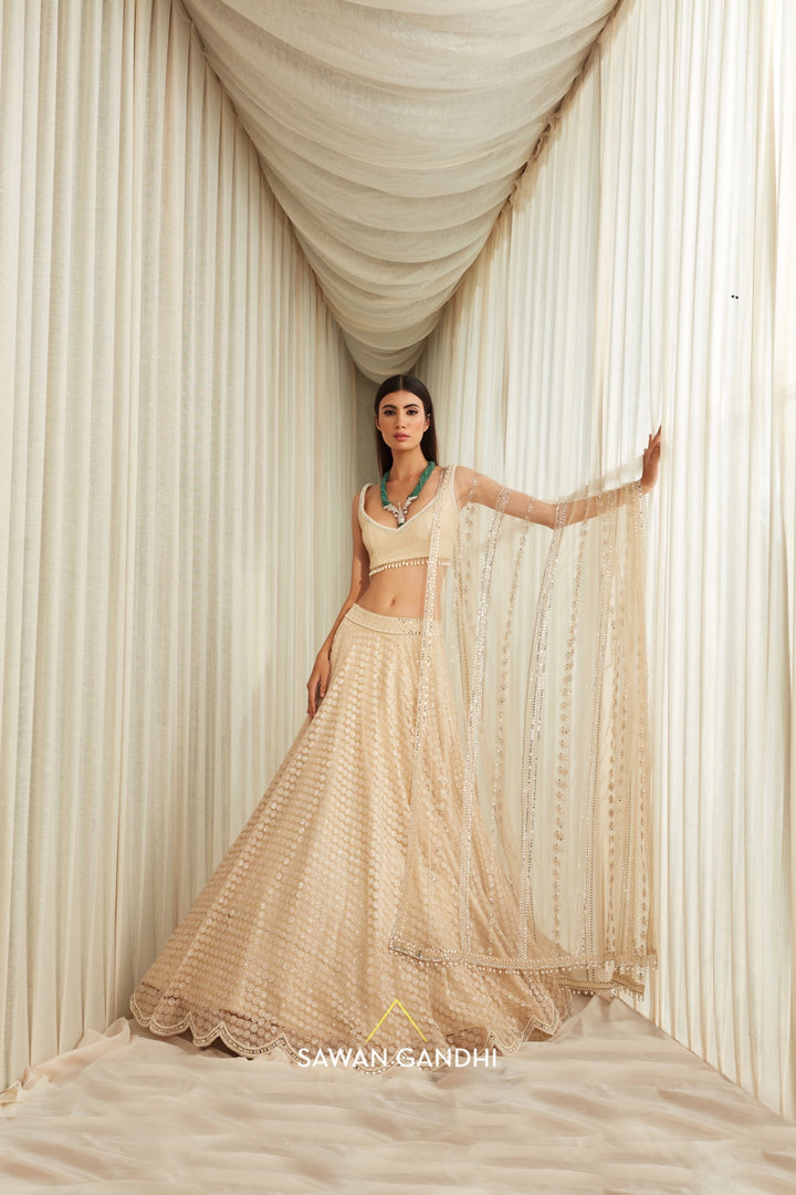 Almond floral sequins lehenga set
