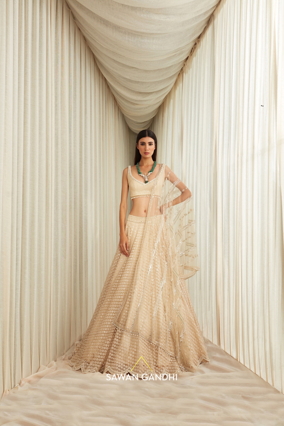 Almond floral sequins lehenga set