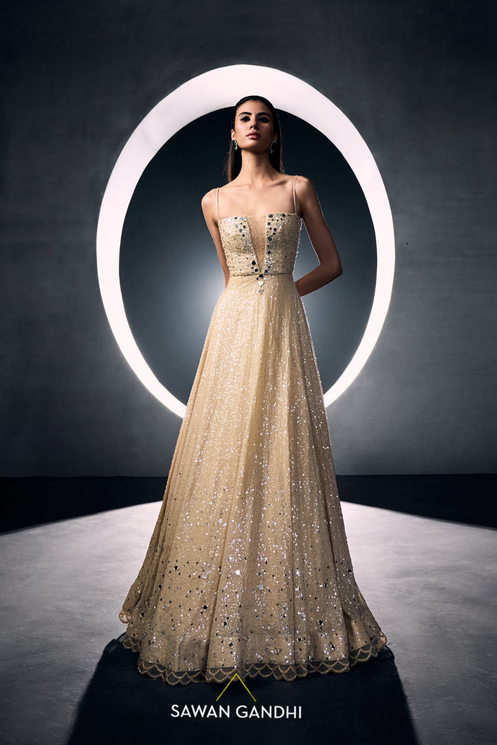 Beige sequins gown