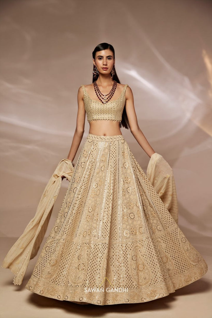 Gold chikankari lehenga set