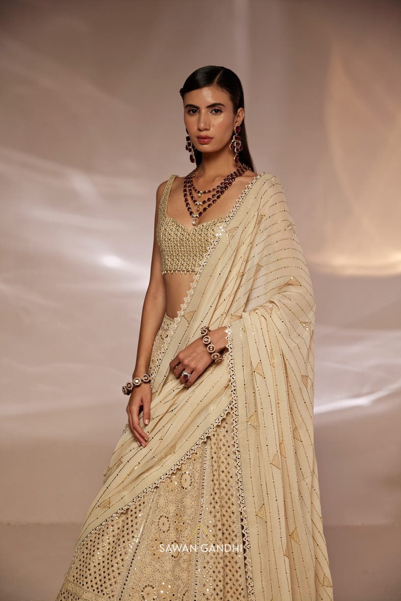 Gold chikankari lehenga set