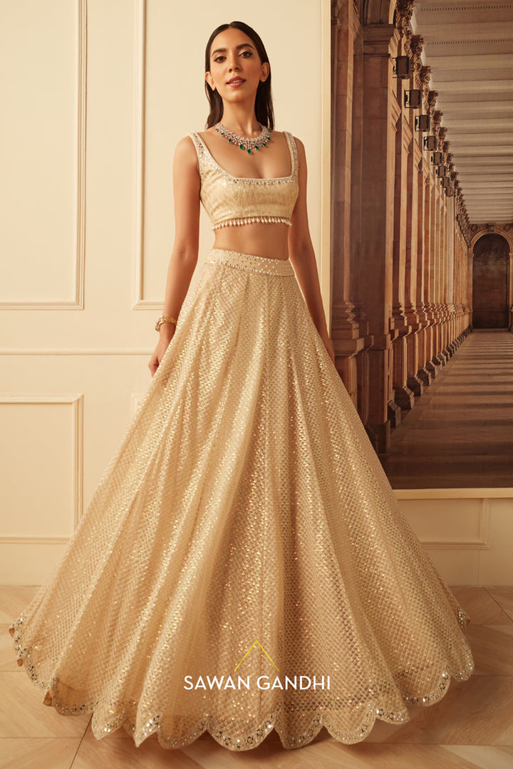 Gold thread work lehenga  set