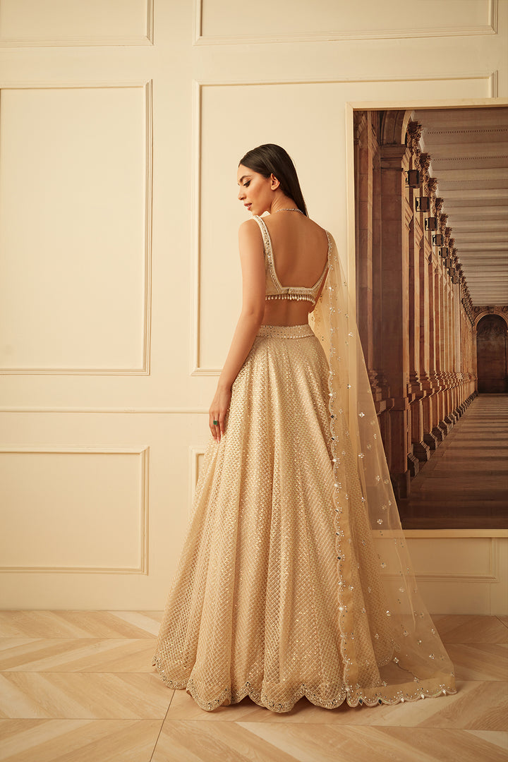 Gold thread work lehenga  set