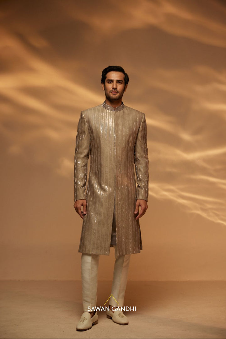 Taupe sherwani